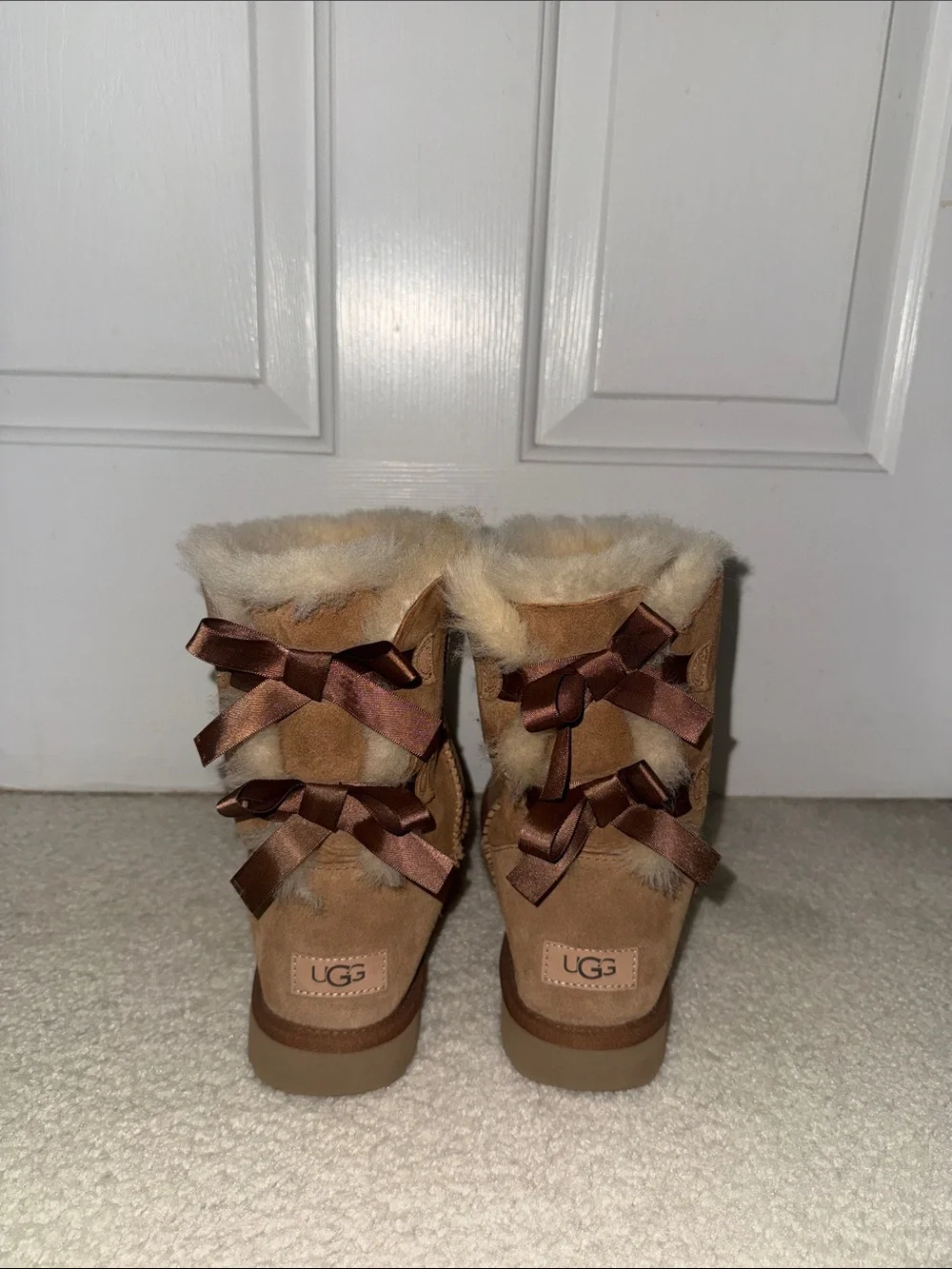 UGG Chestnut Suede Bow-Back Shearling Boots